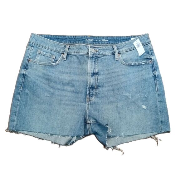 NEW! Old Navy Sz 18 Women's O.G. Straight High Rise Shortie Stretch Jean Shorts - Picture 1 of 5